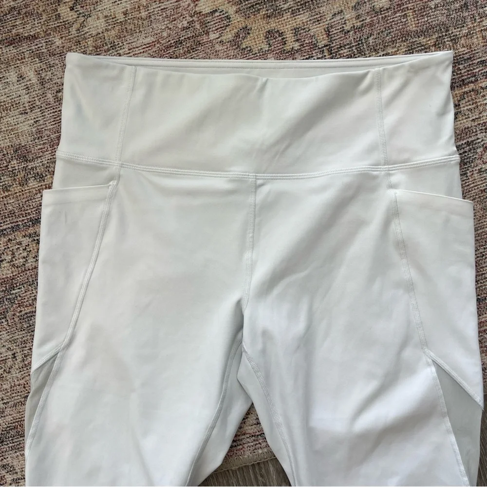 ATHLETA White Leggings Eclipse - Mesh Detail